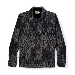 Wellen Jacquard Overshirt Aztec Western Gray Black Organic Cotton‎ Size Large